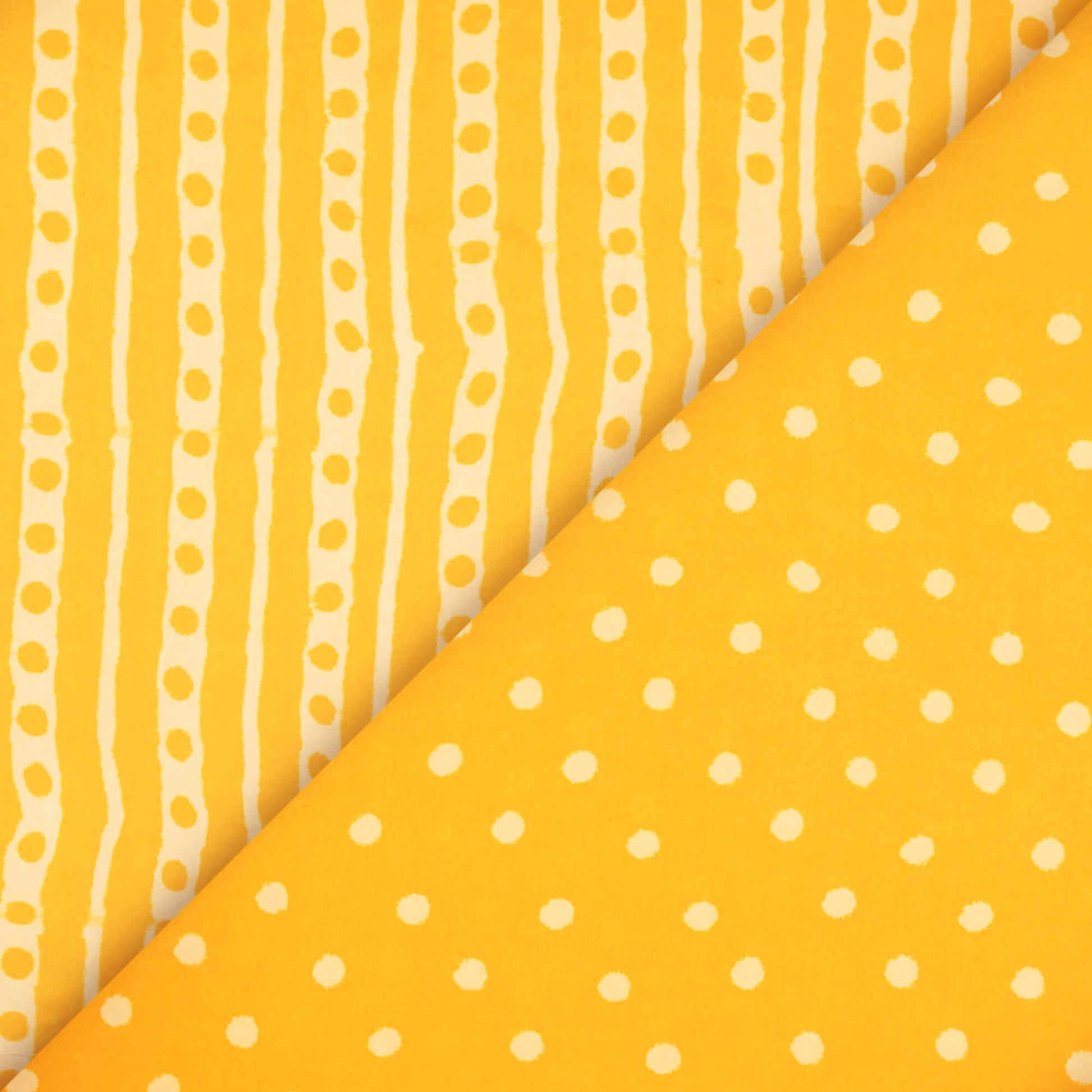 Yellow And Cream Stripes Pattern Digital Print French Crepe Fabric - Fabcurate