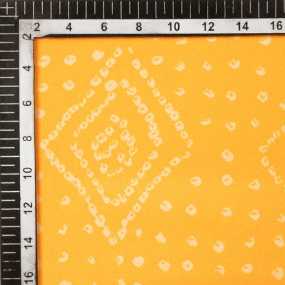 Yellow And Cream Bandhani Pattern Digital Print French Crepe Fabric - Fabcurate