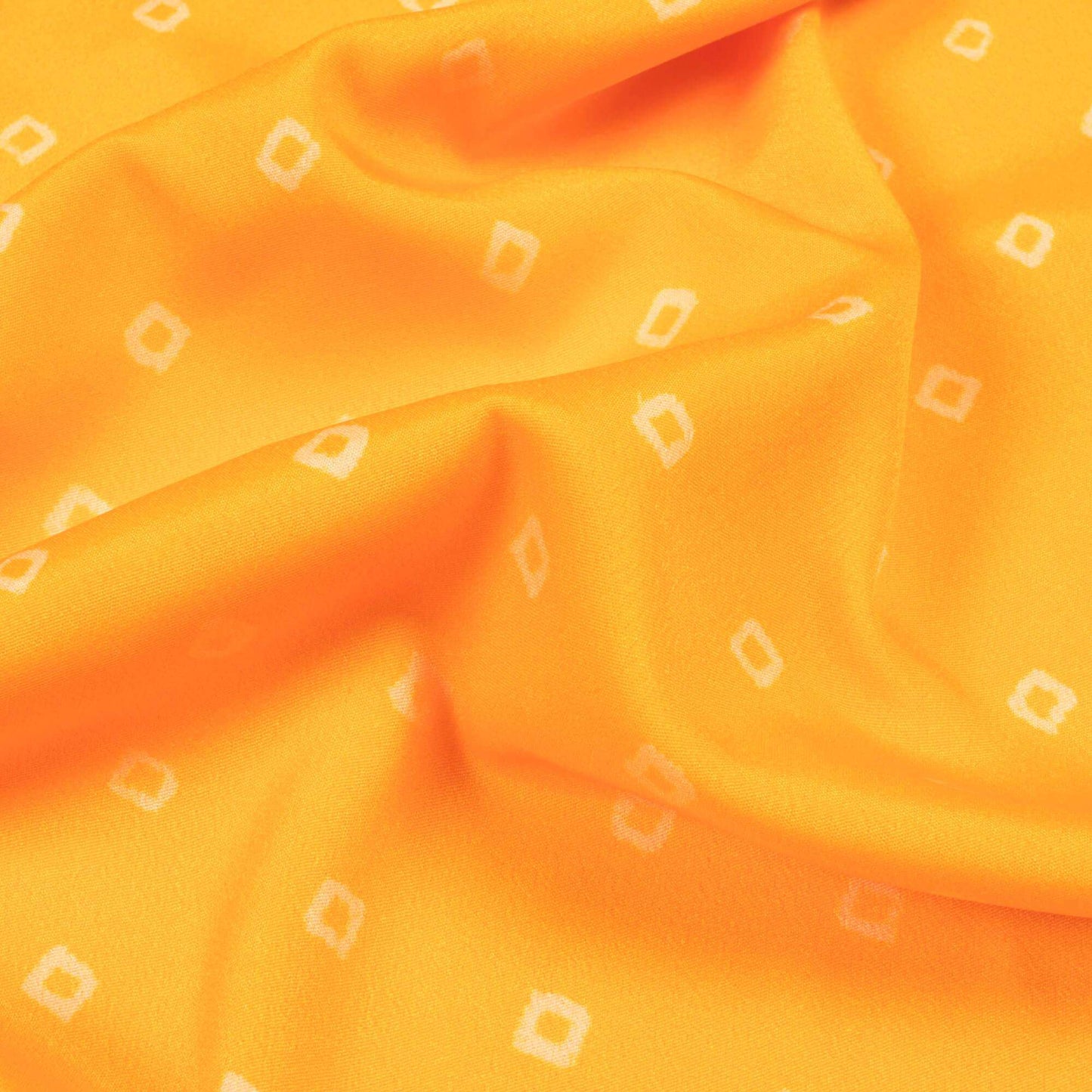 Yellow And Cream Bandhani Pattern Digital Print French Crepe Fabric - Fabcurate