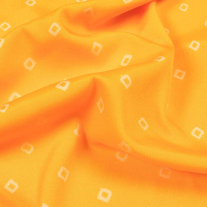 Yellow And Cream Bandhani Pattern Digital Print French Crepe Fabric - Fabcurate