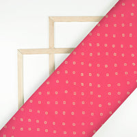 Hot Pink And Cream Bandhanii Pattern Digital Print Crepe Satin Fabric