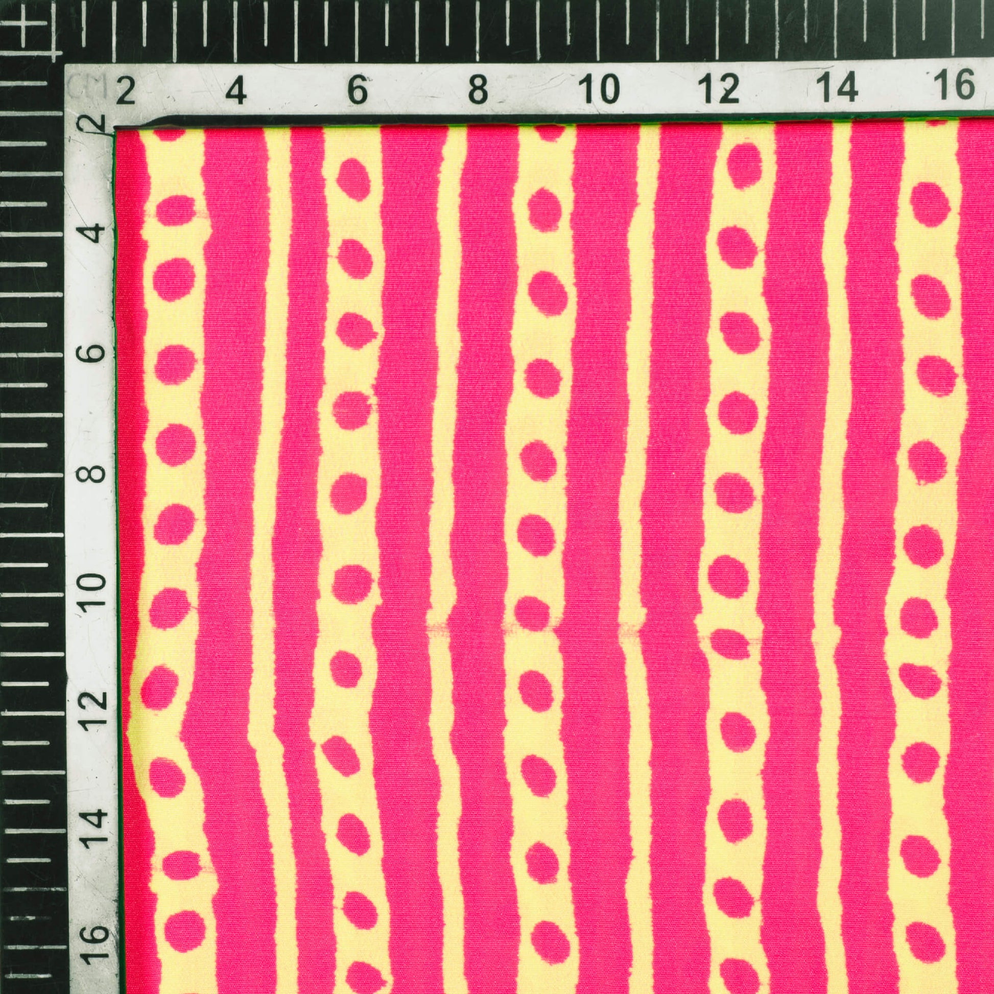 Cerise Pink And Cream Stripes Pattern Digital Print French Crepe Fabric - Fabcurate