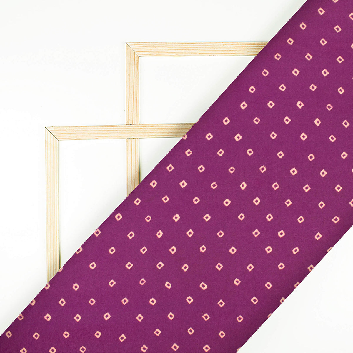 Purple And Cream Bandhanii Pattern Digital Print Crepe Satin Fabric