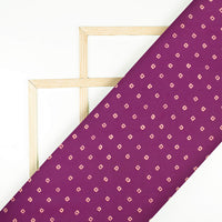Purple And Cream Bandhanii Pattern Digital Print Crepe Satin Fabric
