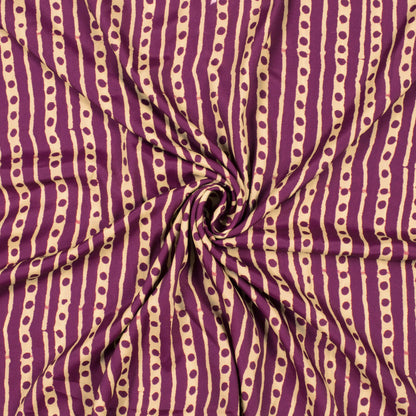 Purple And Cream Stripes Pattern Digital Print Crepe Satin Fabric