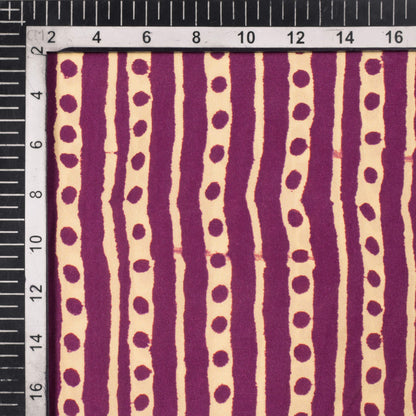 Purple And Cream Stripes Pattern Digital Print Crepe Satin Fabric