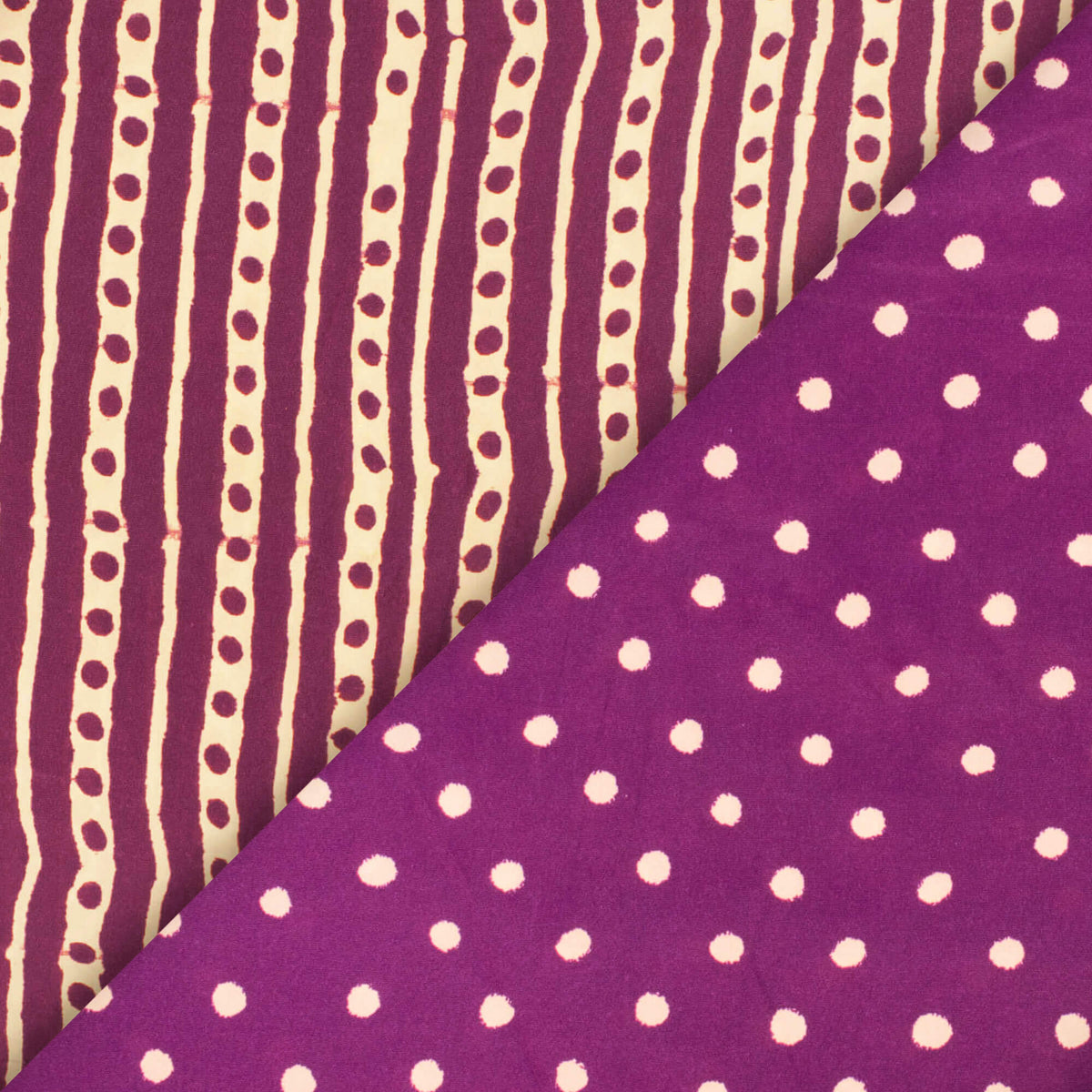 Purple And Cream Stripes Pattern Digital Print Crepe Satin Fabric