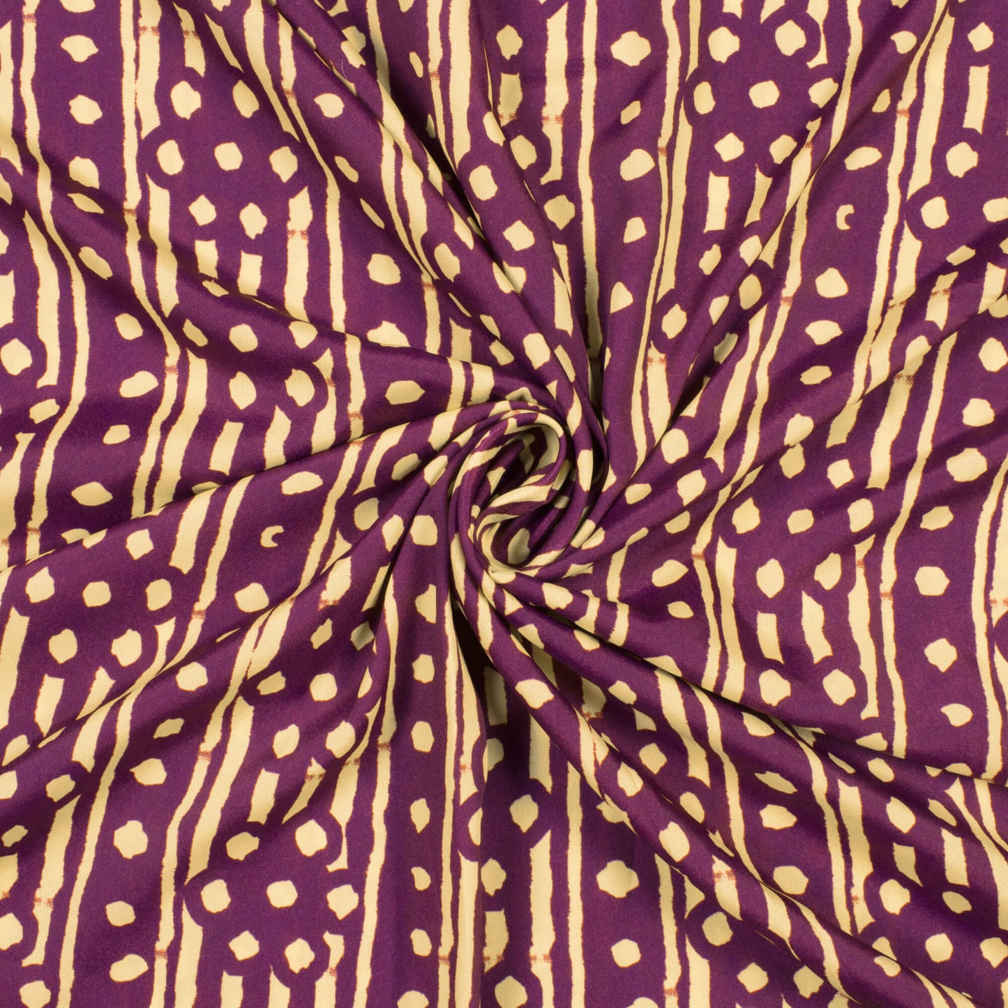 Purple And Cream Stripes Pattern Digital Print Crepe Satin Fabric