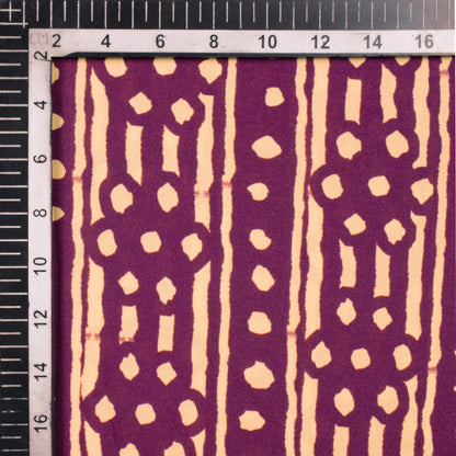 Purple And Cream Stripes Pattern Digital Print Crepe Satin Fabric