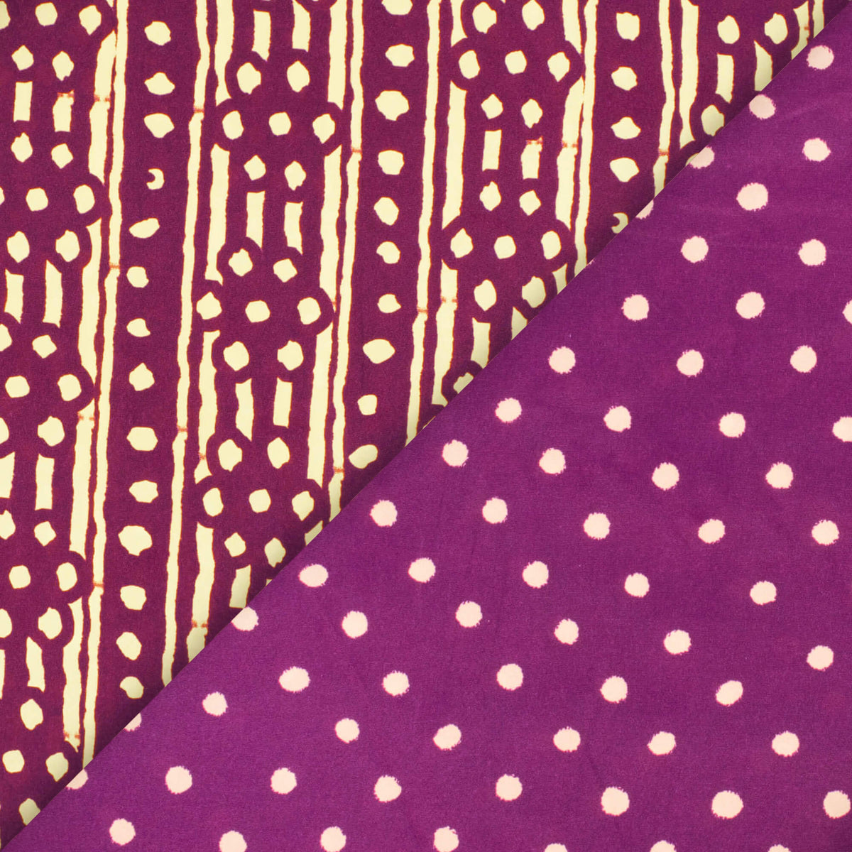 Purple And Cream Stripes Pattern Digital Print Crepe Satin Fabric