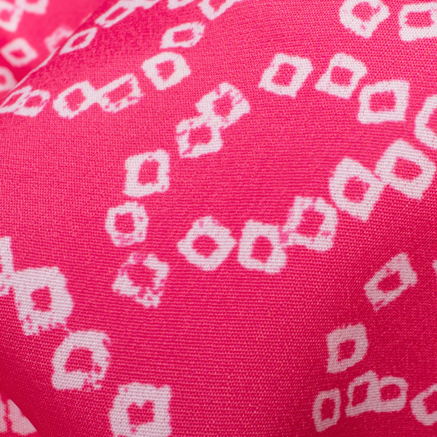 Pink And Off White Bandhani Pattern Digital Print French Crepe Fabric - Fabcurate
