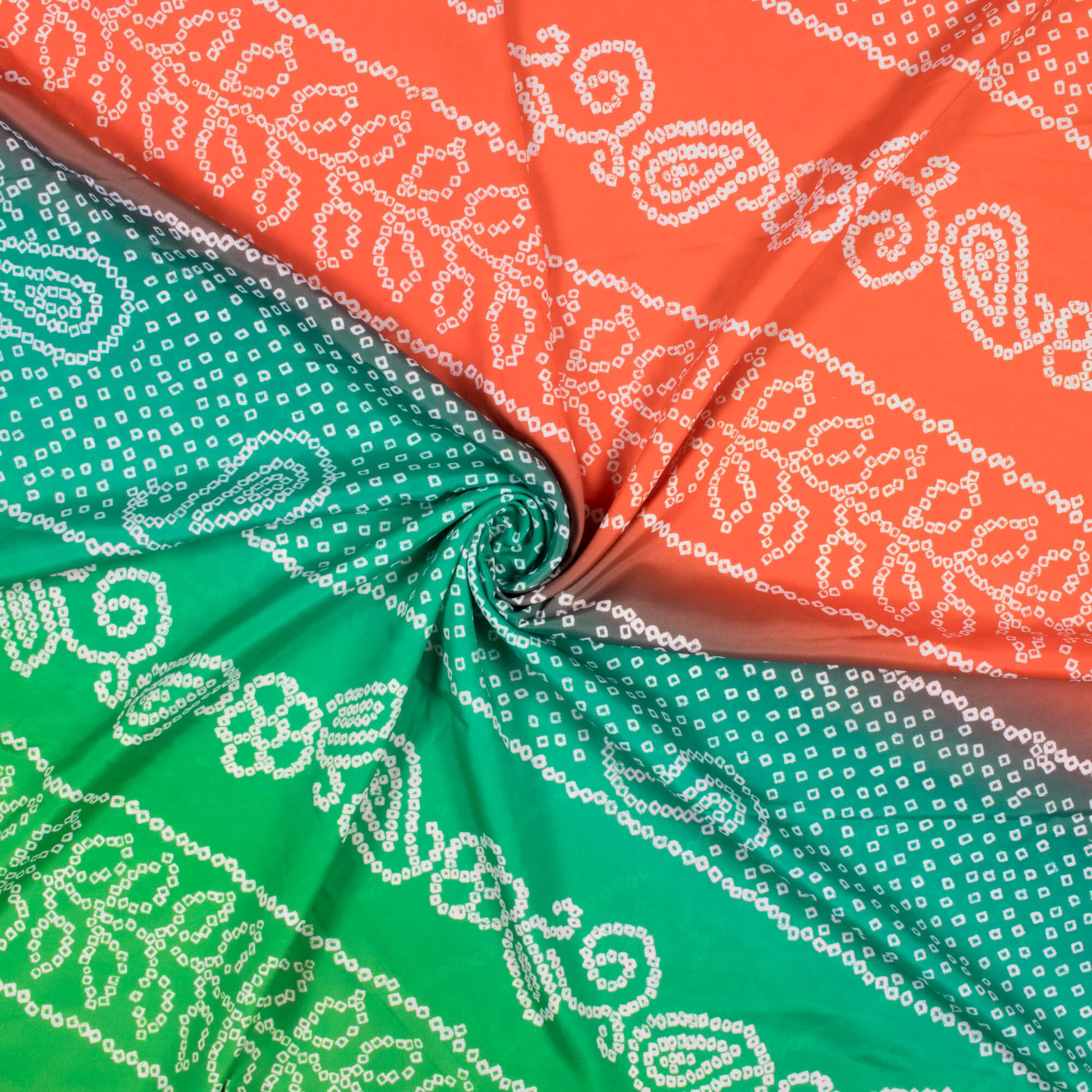 Multi-Color Bandhani Pattern Digital Print French Crepe Fabric - Fabcurate