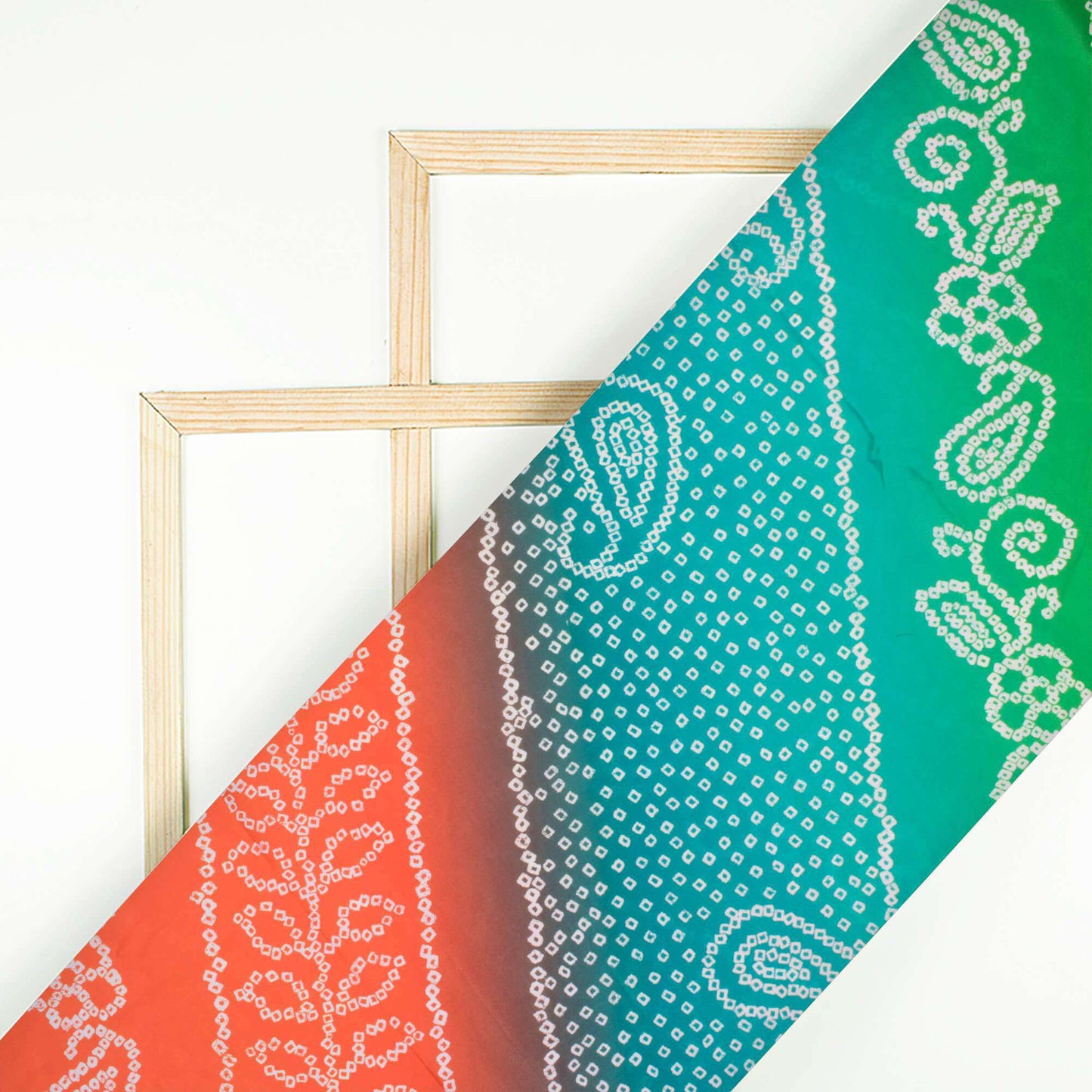Multi-Color Bandhani Pattern Digital Print French Crepe Fabric - Fabcurate