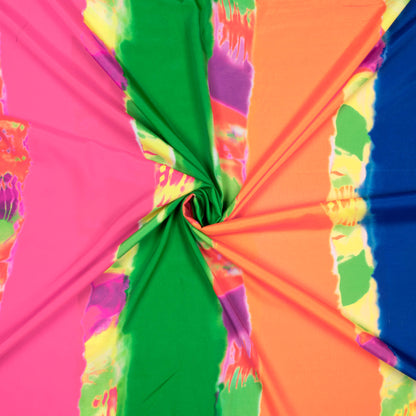 Multi-Color Tie & Dye Pattern Digital Print French Crepe Fabric - Fabcurate