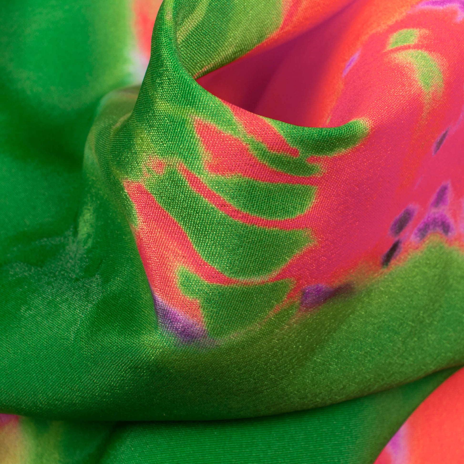 Multi-Color Tie & Dye Pattern Digital Print French Crepe Fabric - Fabcurate