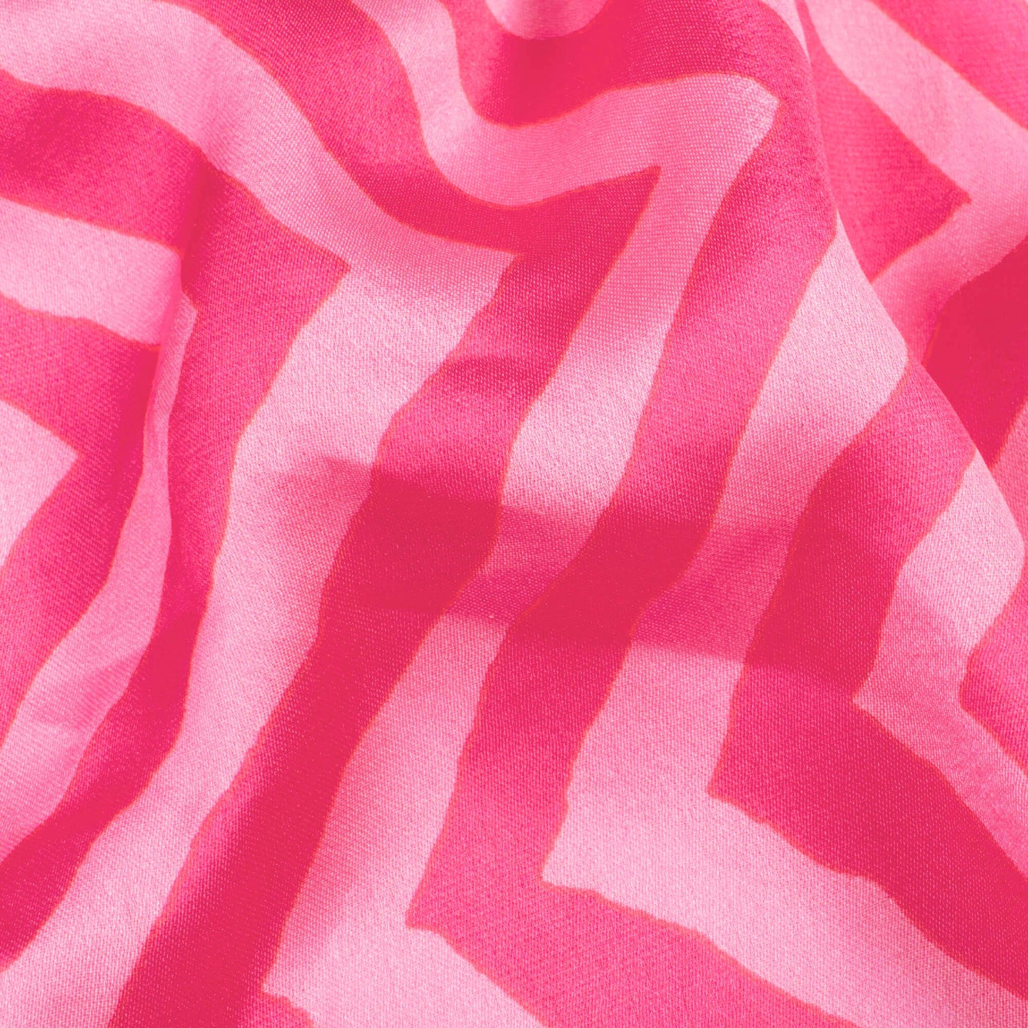 Pink Chevron Pattern Digital Print Georgette Satin Fabric