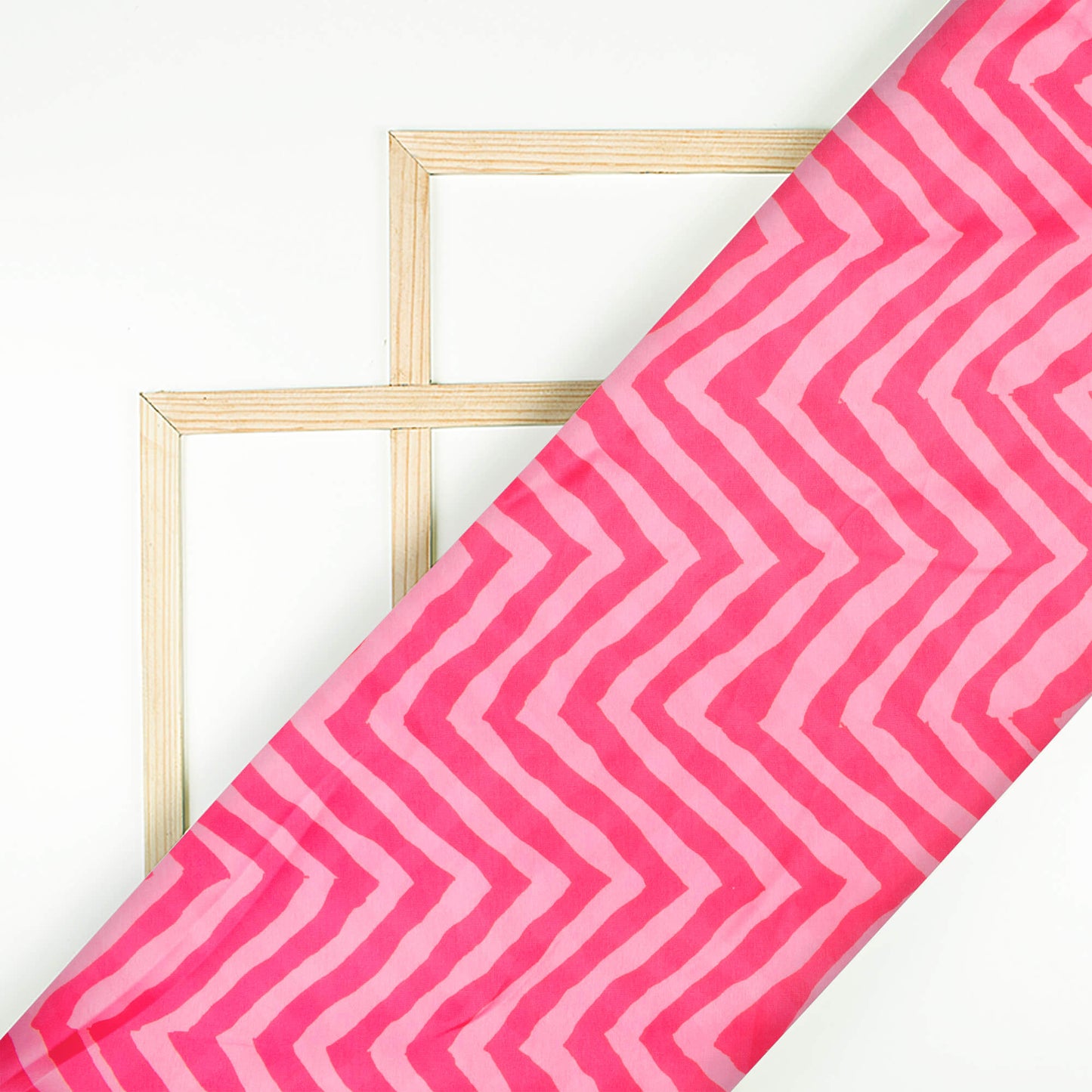 Pink Chevron Pattern Digital Print Georgette Satin Fabric