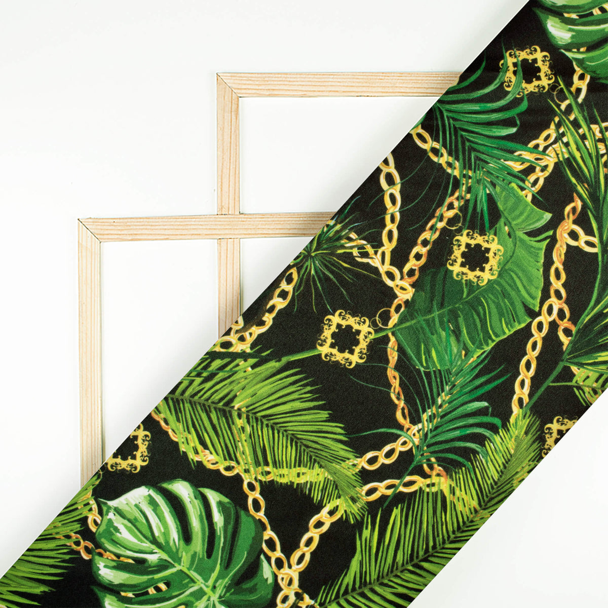 Fabric Gold chains and purse stripes digitally printed silk satin spandex  - NBprintex - Custom Fabrics for Retail and Wholesale