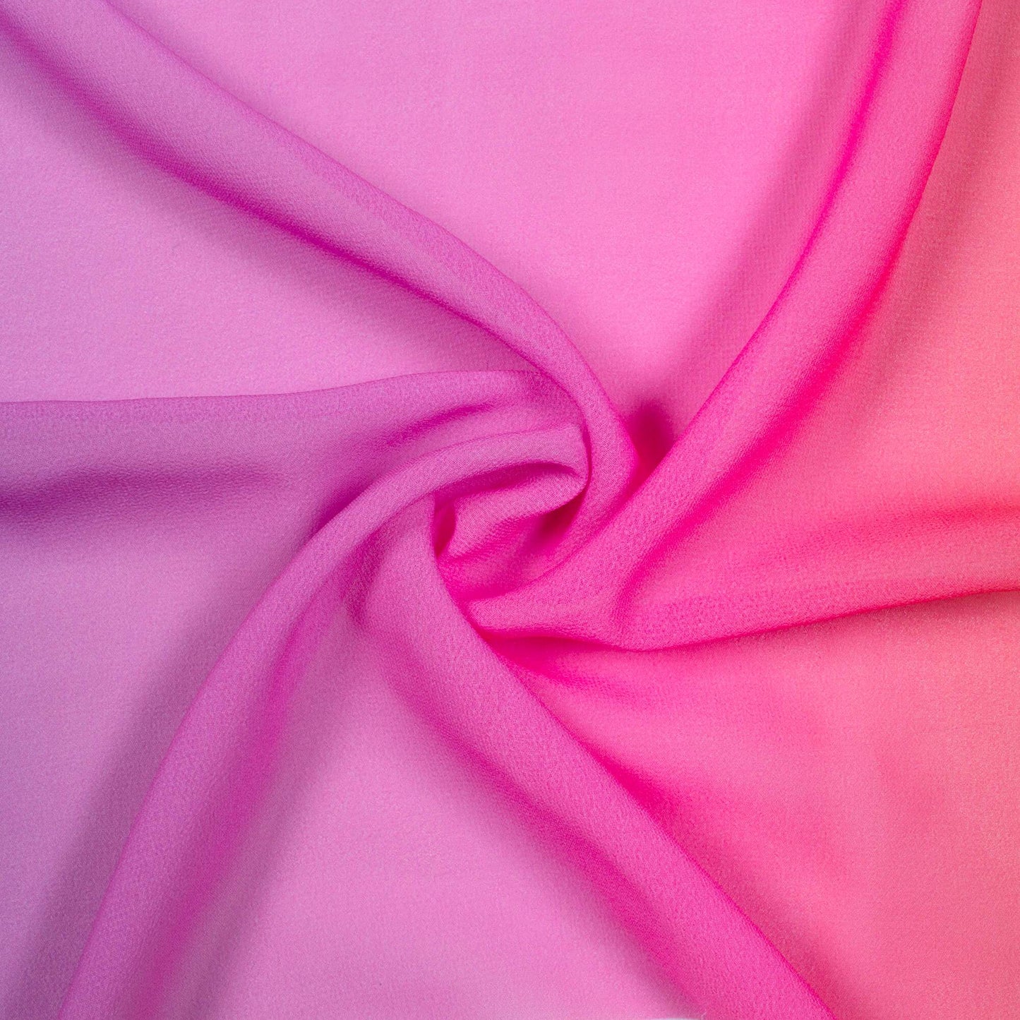 (Cut Piece 0.8 Mtr) Pink And Purple Rainbow Pattern Digital Print Georgette Fabric