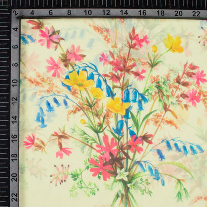 Fuchsia And Yellow Rainbow Pattern  Digital Print Georgette Fabric