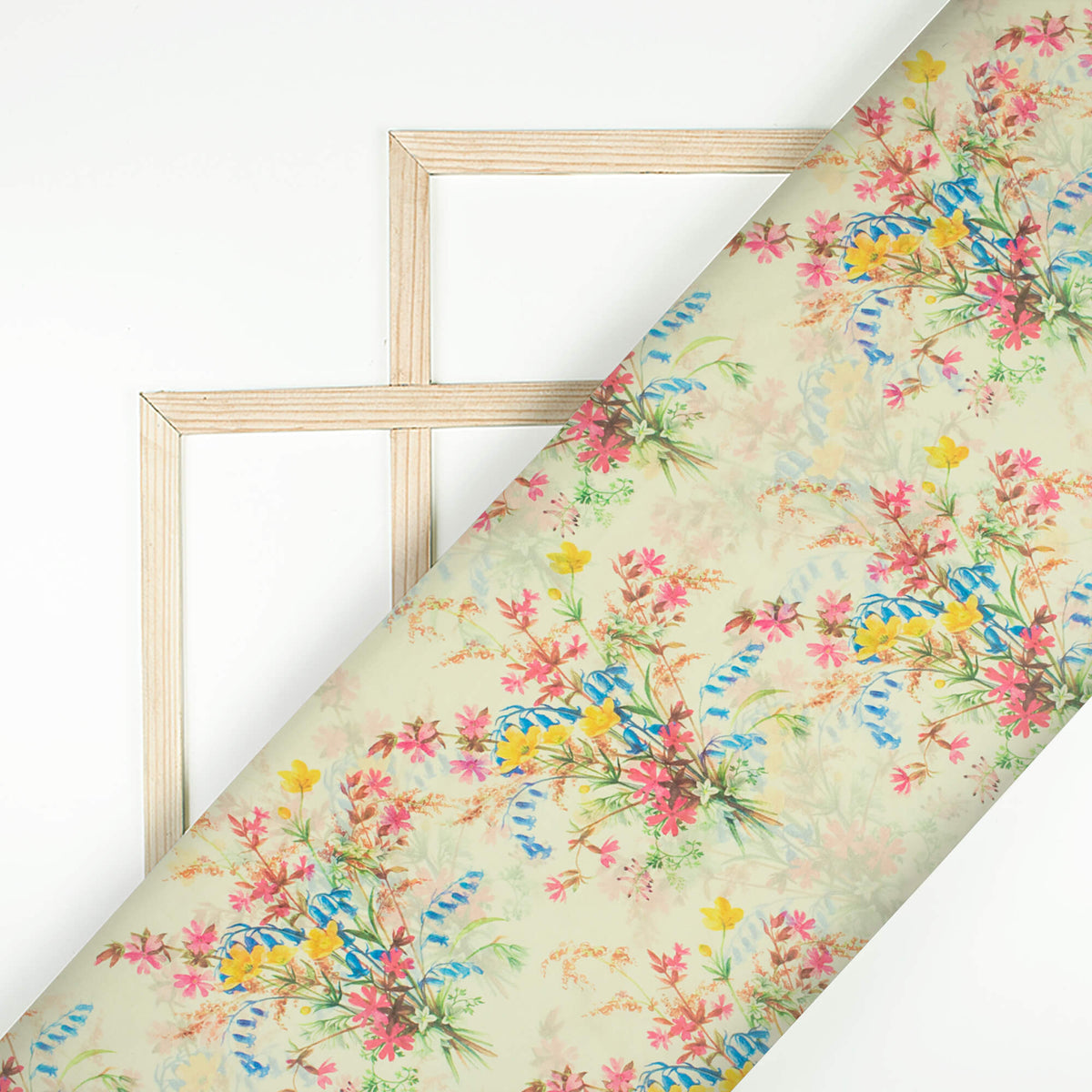 Fuchsia And Yellow Rainbow Pattern  Digital Print Georgette Fabric