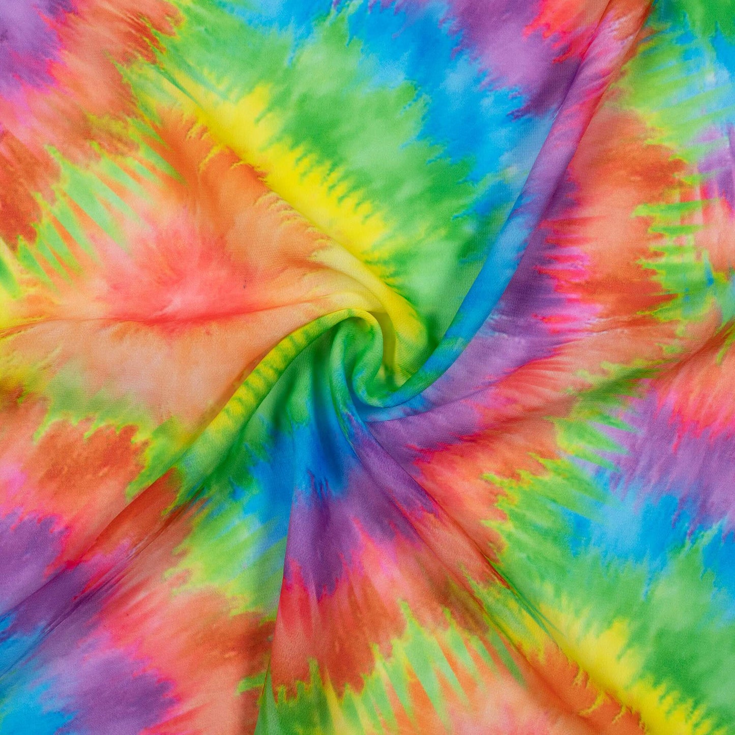 (Cut Piece 1.5 Mtr) Multi-Color Rainbow Pattern Digital Print Georgette Fabric