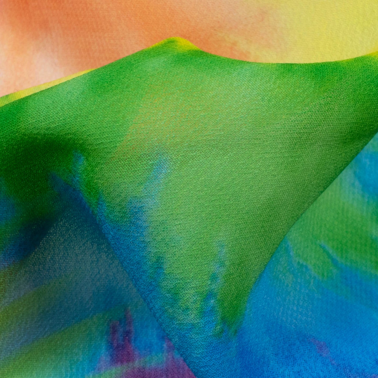 Multi-Color Rainbow Pattern Digital Print Georgette Fabric