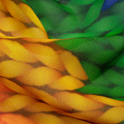 Multi-Color Rainbow Pattern Digital Print Georgette Fabric