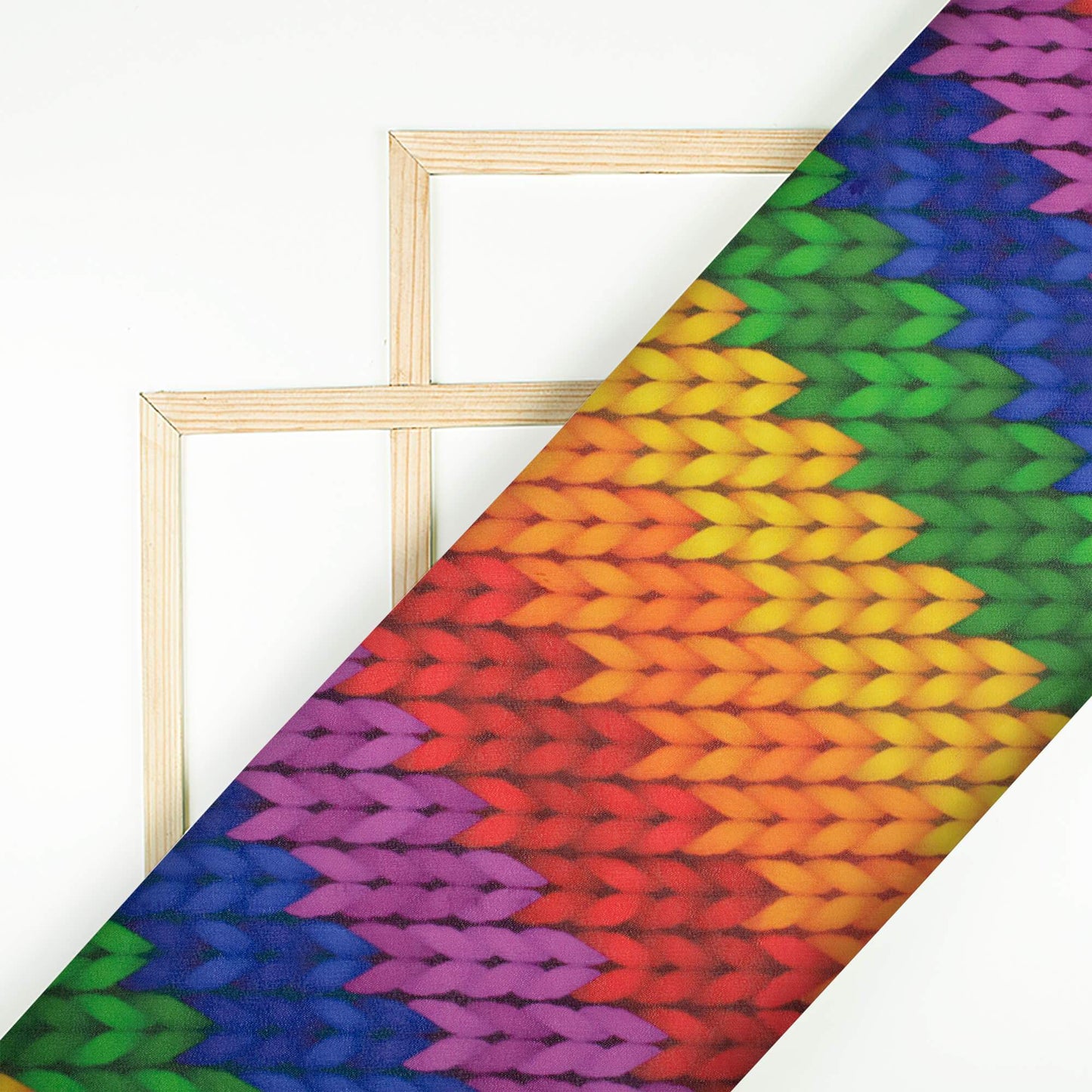 (Cut Piece 1.2 Mtr) Multi-Color Rainbow Pattern Digital Print Georgette Fabric