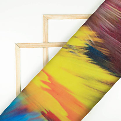 Multi-Color Rainbow Pattern Digital Print Georgette Fabric
