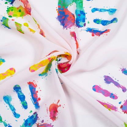 Multi-Color Rainbow Pattern Digital Print Georgette Fabric