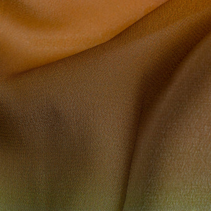 Brown And Sky Blue Rainbow Pattern Digital Print Georgette Fabric