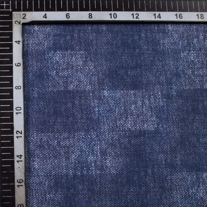 Yale Blue Deniim Pattern Digital Print Rayon Fabric