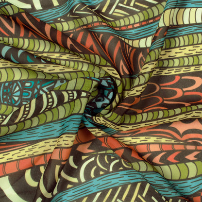 Multi-Color Tropical Pattern Digital Print Georgette Fabric