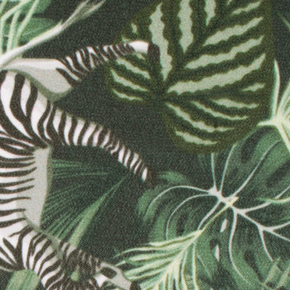 Black And Green Tropical Pattern Digital Print Georgette Fabric