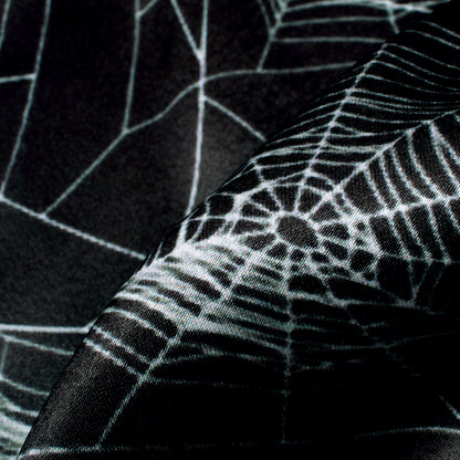 Black And White Halloween Pattern Digital Print Japan Satin Fabric