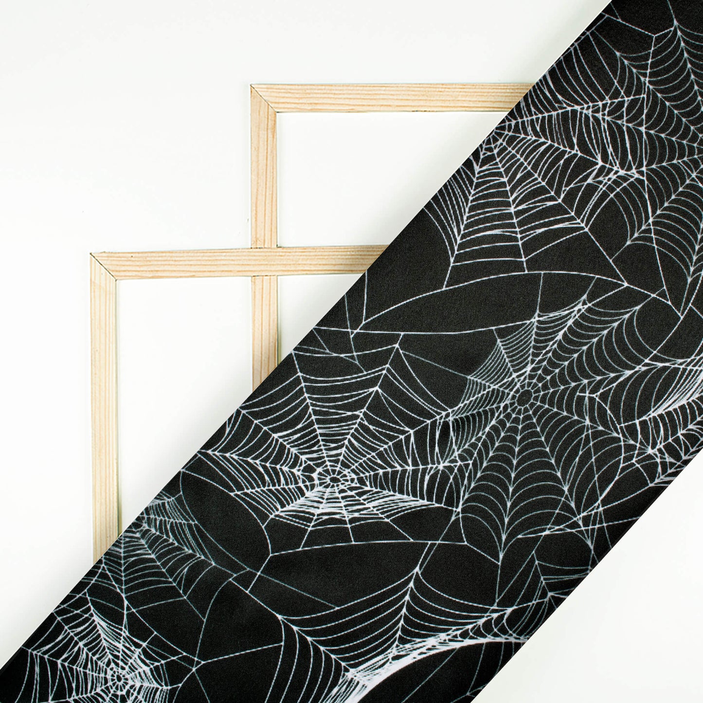 Black And White Halloween Pattern Digital Print Japan Satin Fabric - Fabcurate