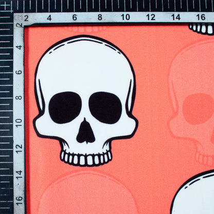 Salmon Peach And White Halloween Pattern Digital Print American Crepe Fabric - Fabcurate