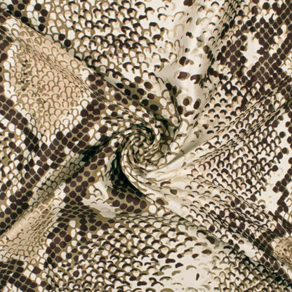 Thunder Grey And Black Animal Pattern Digital Print Lush Satin Fabric