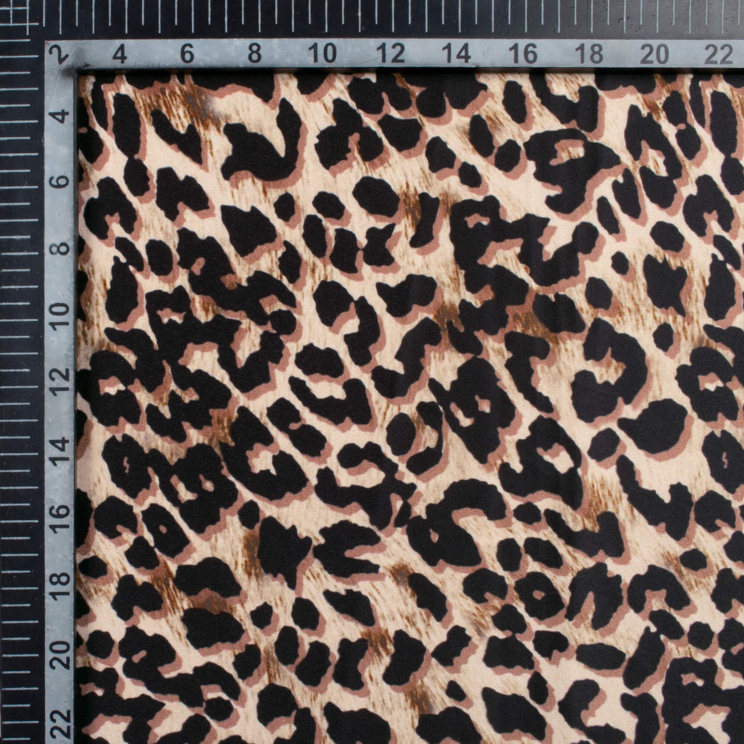 Black And Pecan Brown Animal Pattern Digital Print Lush Satin Fabric