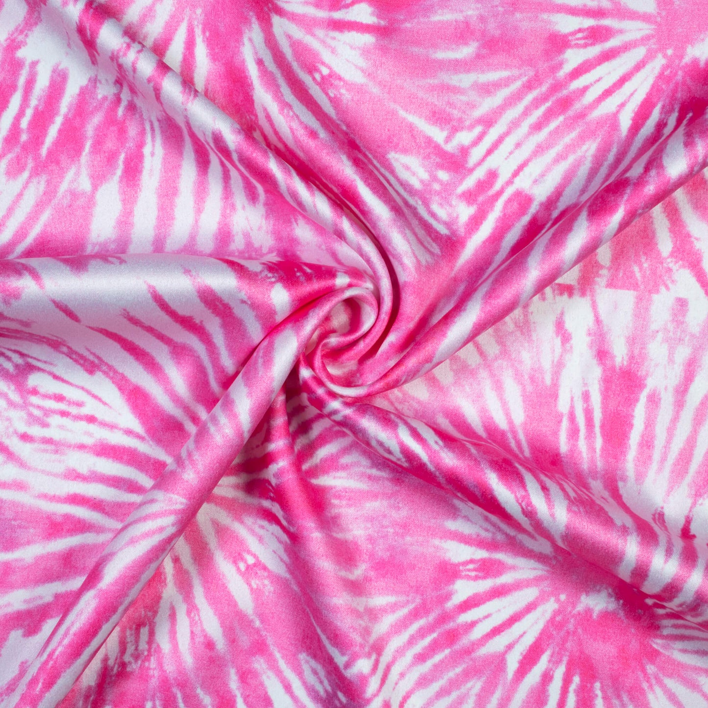 Rose Pink And White Abstract Pattern Digital Print Lush Satin Fabric