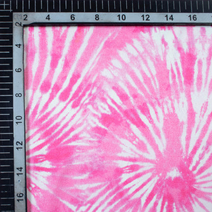 Rose Pink And White Abstract Pattern Digital Print Lush Satin Fabric
