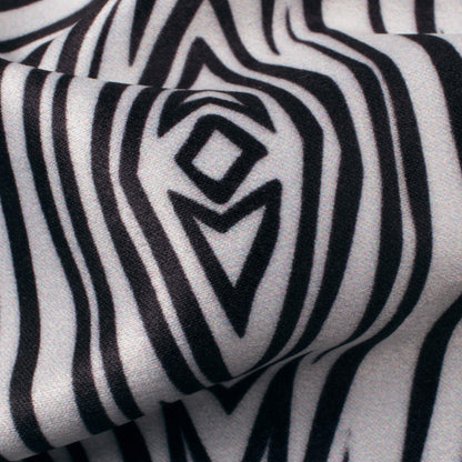 Black And White Abstract Pattern Digital Print Lush Satin Fabric