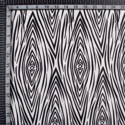 Black And White Abstract Pattern Digital Print Lush Satin Fabric