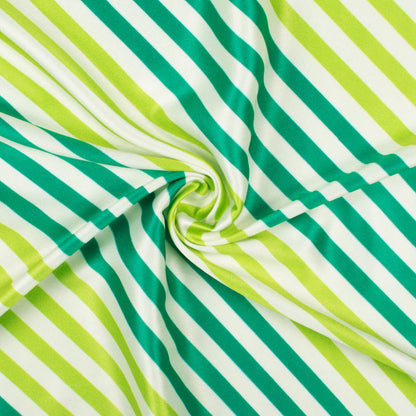 Kelly Green And White Abstract Pattern Digital Print Lush Satin Fabric
