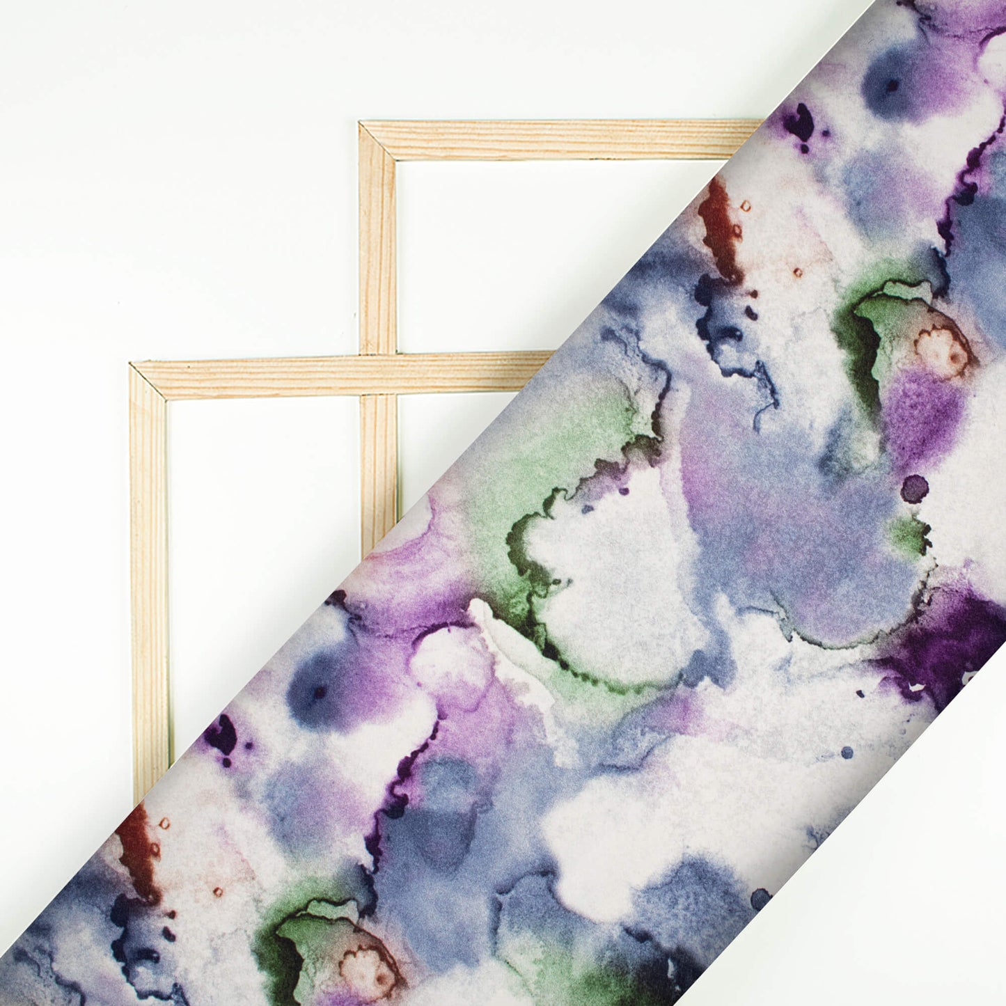 White And Purple Marble Pattern Digital Print Lush Satin Fabric