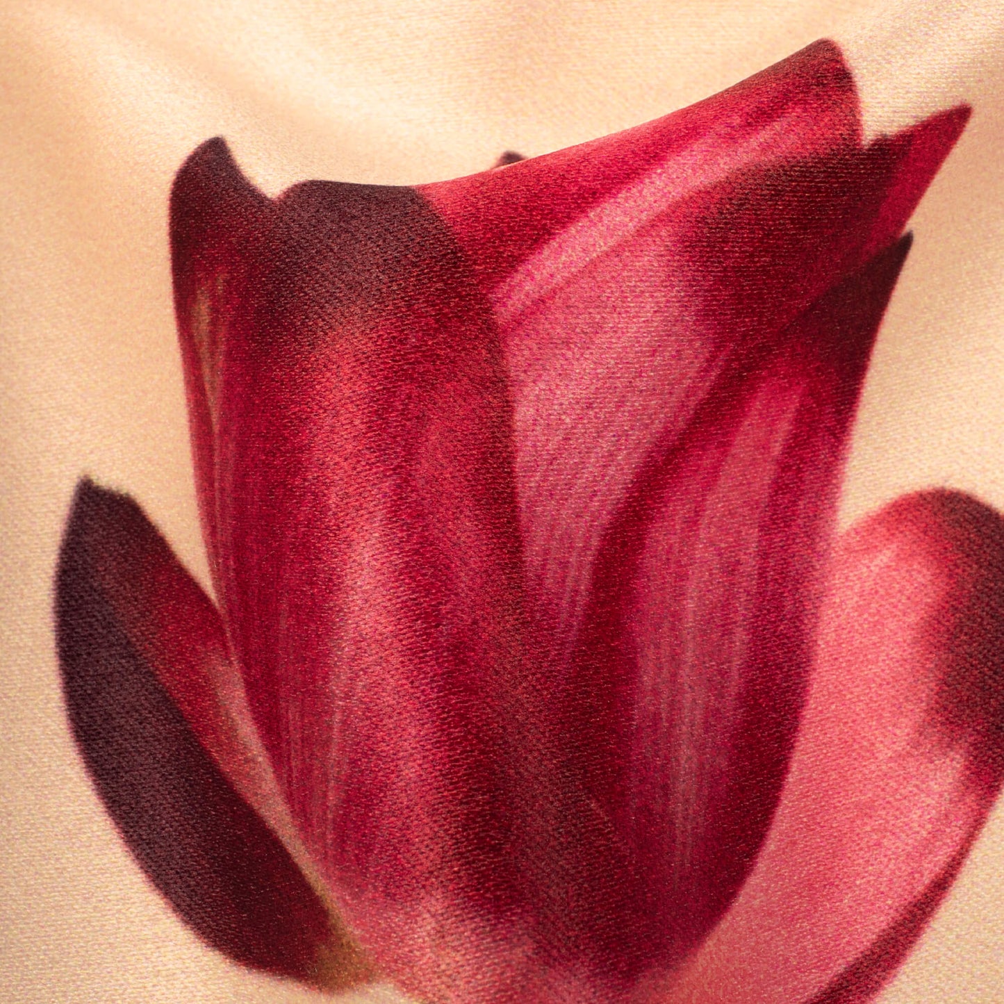 Ivory Cream And Lotus Pink Floral Pattern Digital Print Lush Satin Fabric