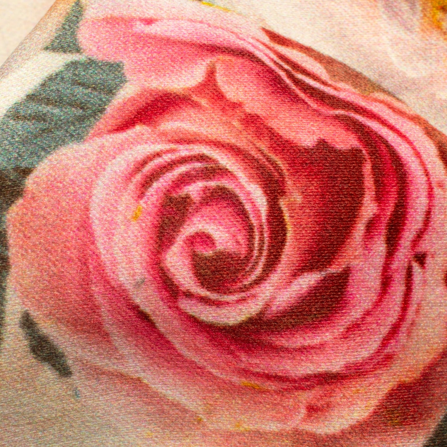 Cream And Pink Floral Pattern Digital Print Lush Satin Fabric