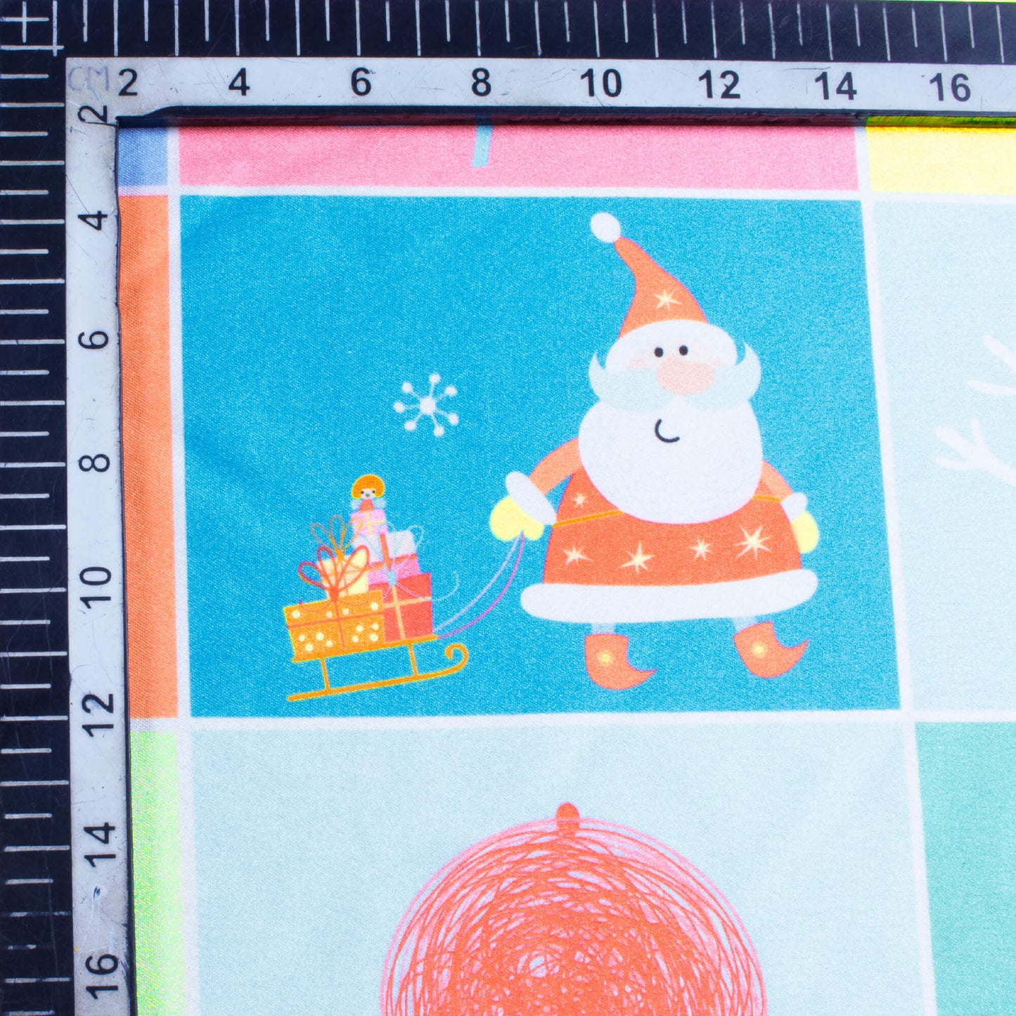 Multi-Color Christmas Pattern Digital Print Japan Satin Fabric - Fabcurate