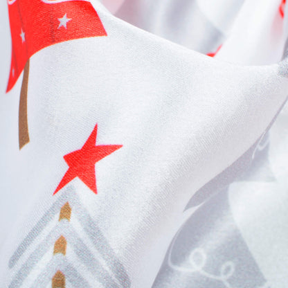 White And Grey Christmas Pattern Digital Print Japan Satin Fabric - Fabcurate